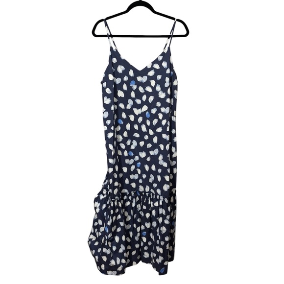 Scoop NYC Blue and White Bow Back Midi Dress - Picture 2 of 13